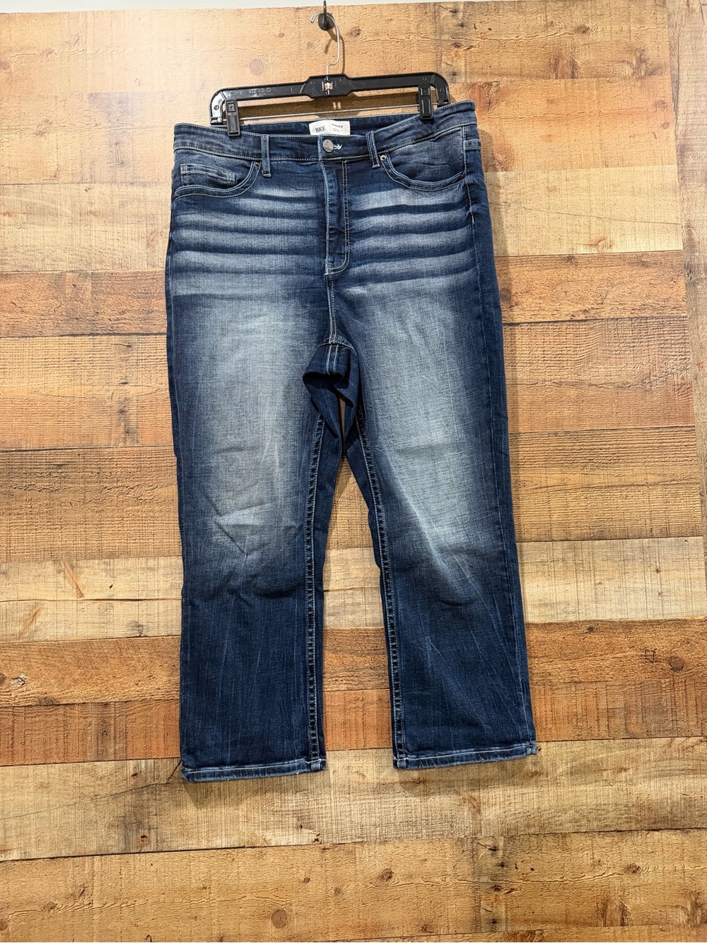 BKE Parker Universal Fit High Rise Dark Blue Denim Cropped Capris Jeans Size 33